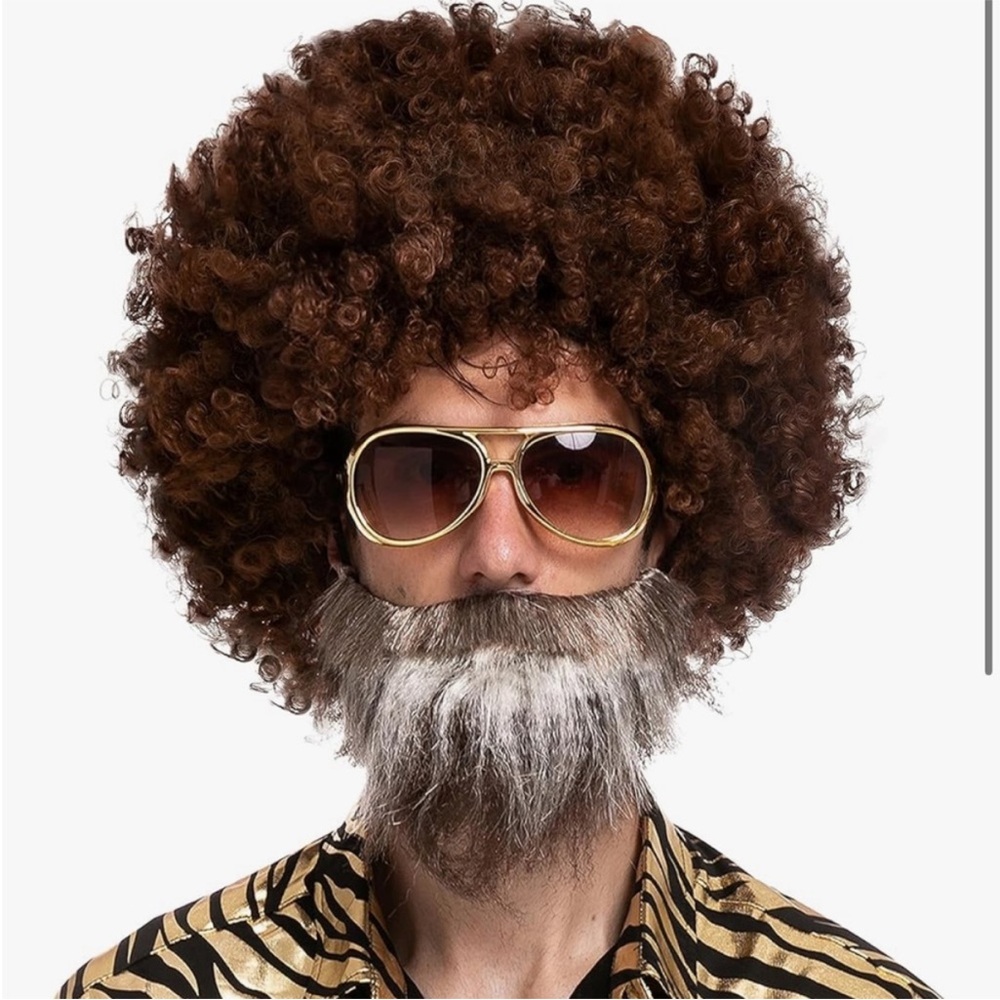 Spooktacular Creations Halloween Brown Afro Wig with Beard Set